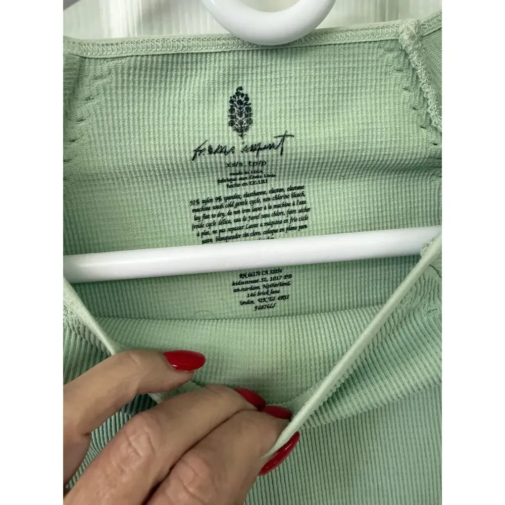 Free People light green long sleeve top XS/S New $58 retail NWOT